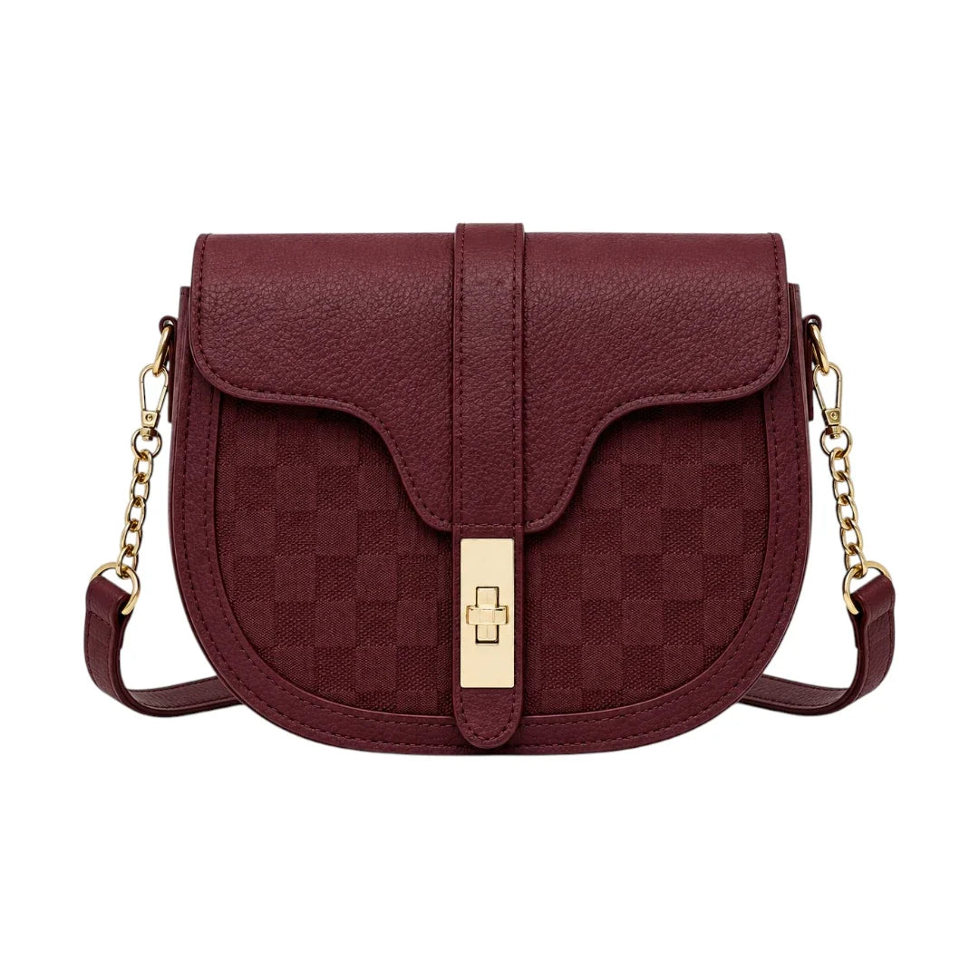 Zerina Burgundy Textured Faux Leather  Women’s Crossbody Bag