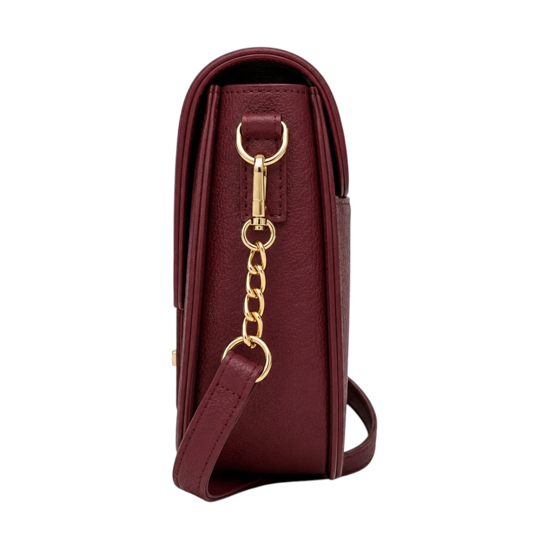 Zerina Burgundy Textured Faux Leather  Women’s Crossbody Bag