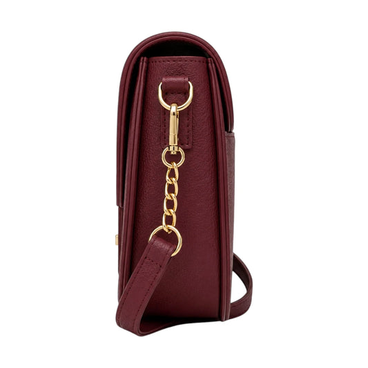 Zerina Burgundy Textured Faux Leather  Women’s Crossbody Bag