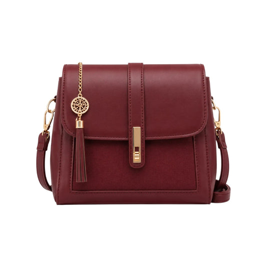 Zerina Women’s Crossbody Bag – Burgundy Faux Leather Bag