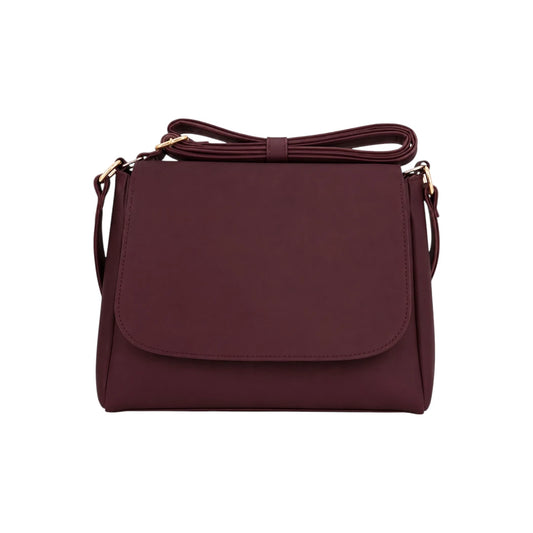 Zerina Women’s Crossbody Bag – Burgundy Minimalist Flap