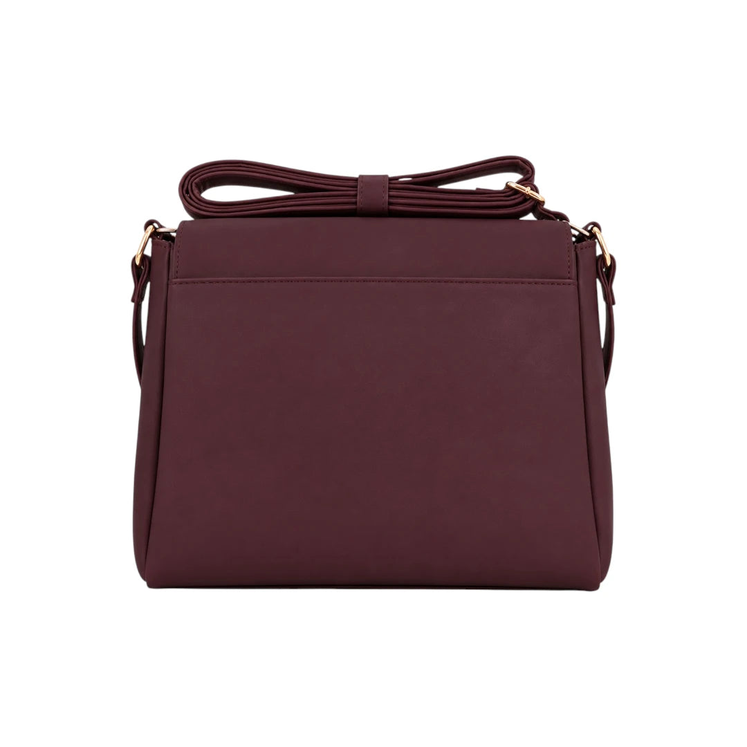 Zerina Women’s Crossbody Bag – Burgundy Minimalist Flap